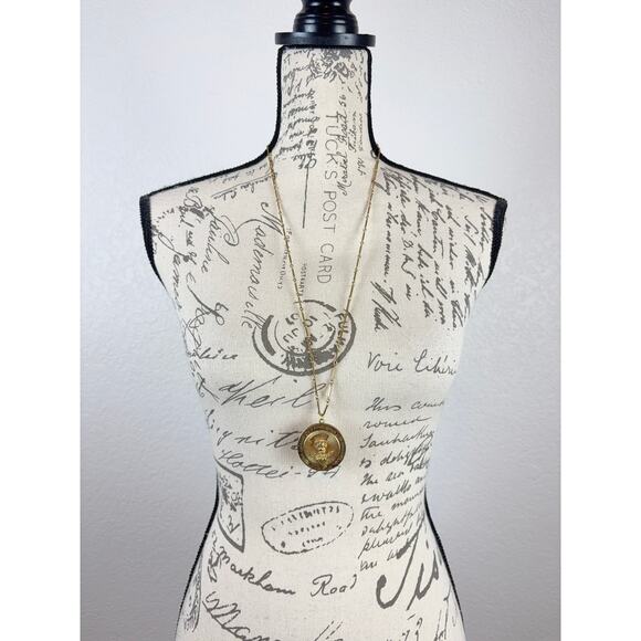 B11 Kramer I Love You Medallion Necklace Vintage Angel Heart Statement Celestial - Picture 2 of 13